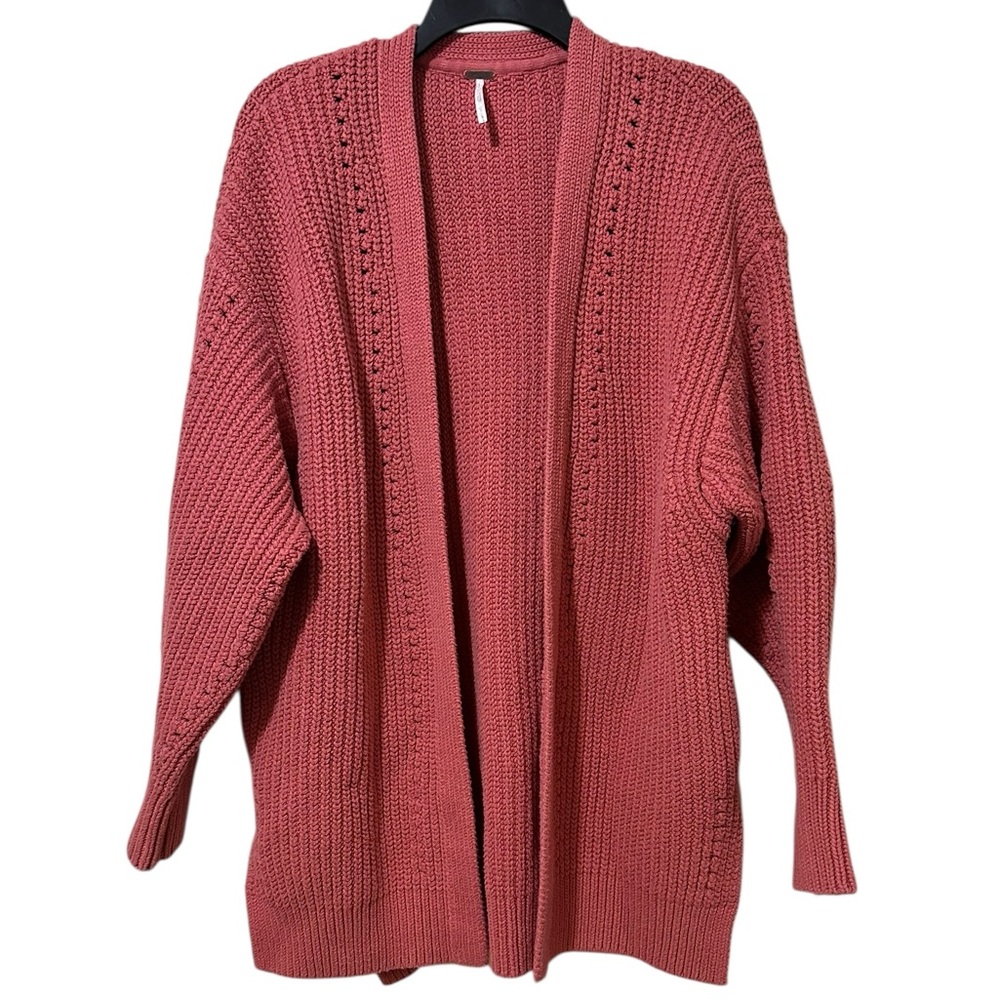 FREE PEOPLE Nightingale Cardigan in Rosette (blush pink) oversized sweater Small - Picture 3 of 10